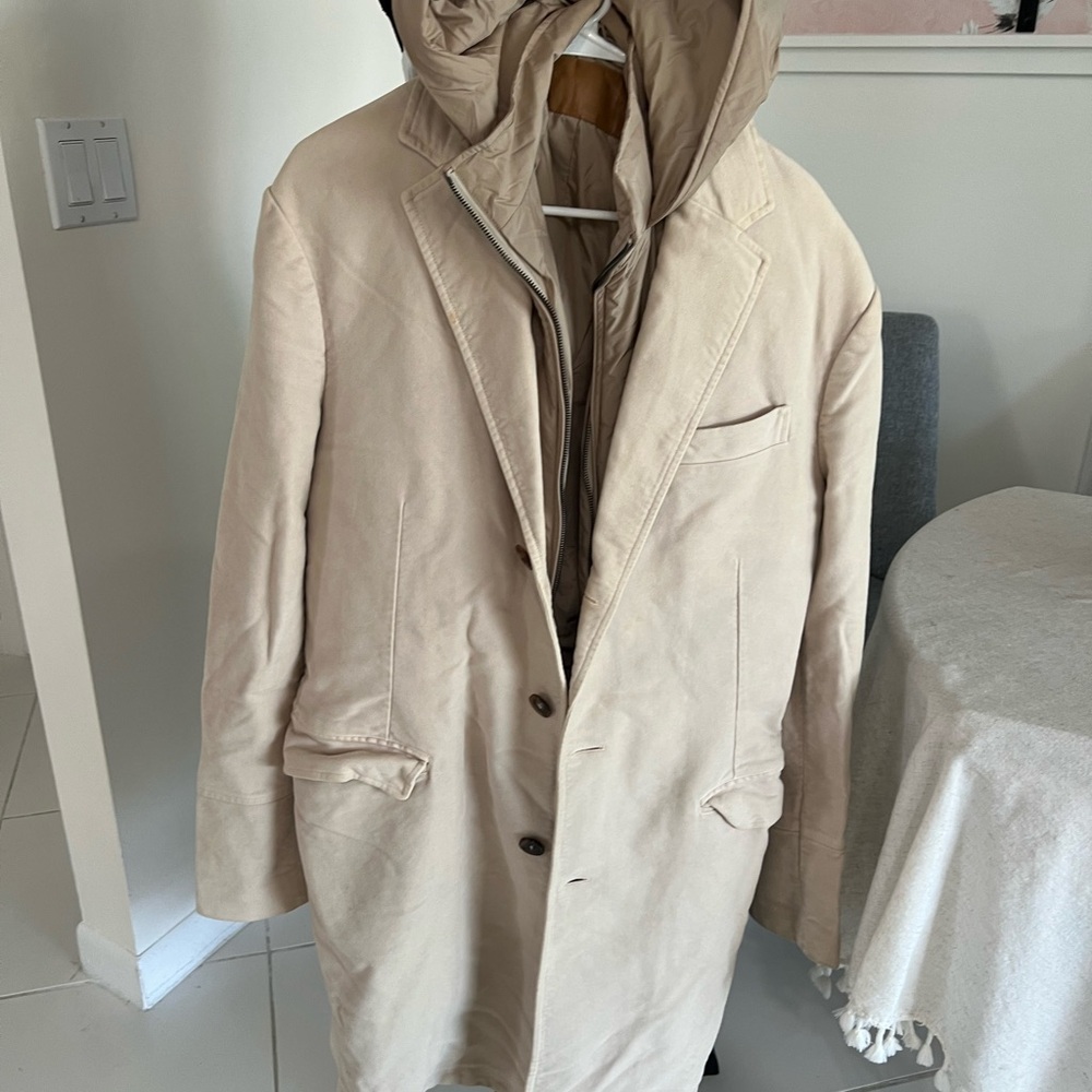 Salvatore Ferragamo Men’s Roadster Jacket Size L (52) Mid Length Hooded